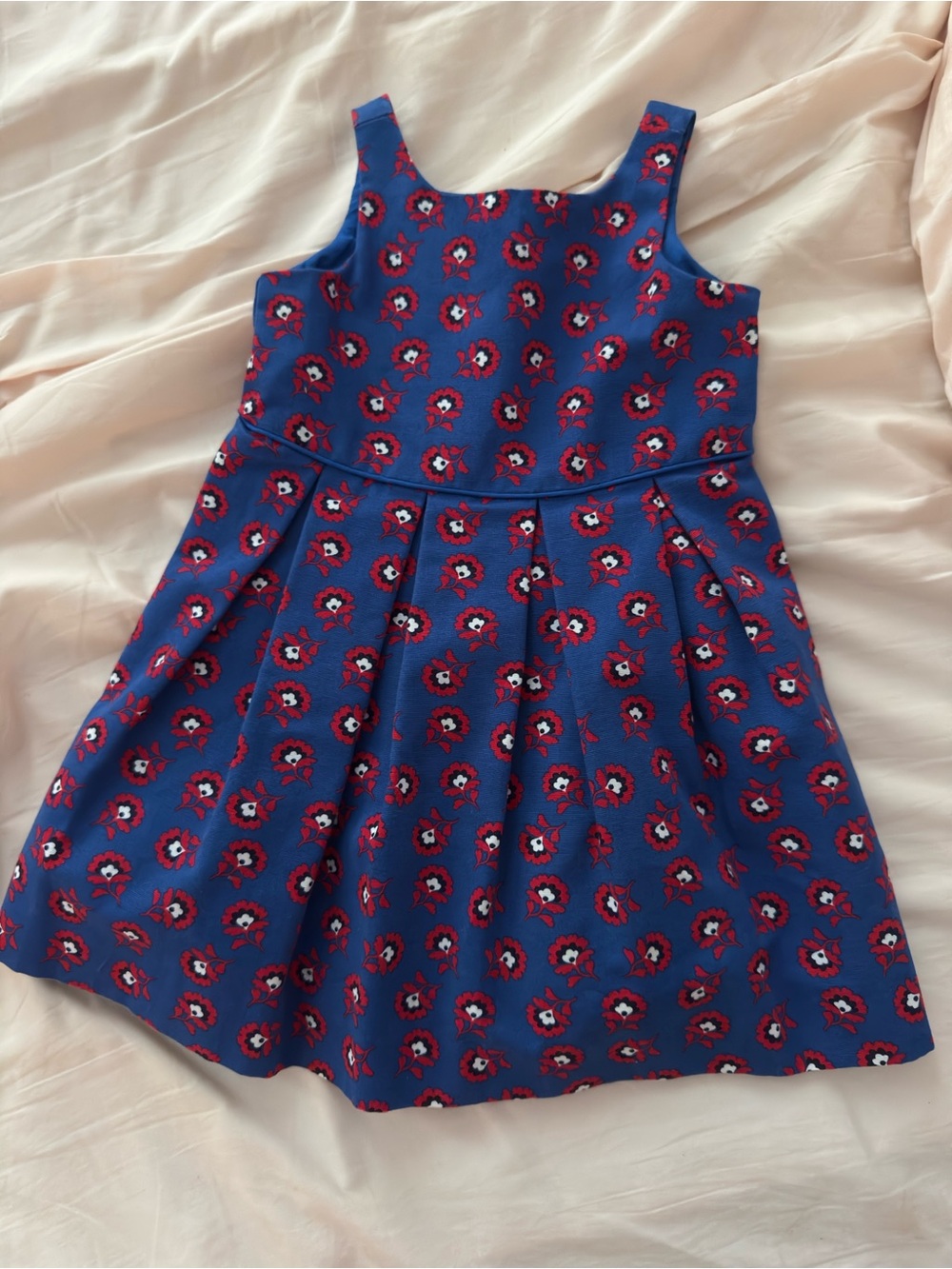 Janie and Jack Blue Dress with Red Floral Print